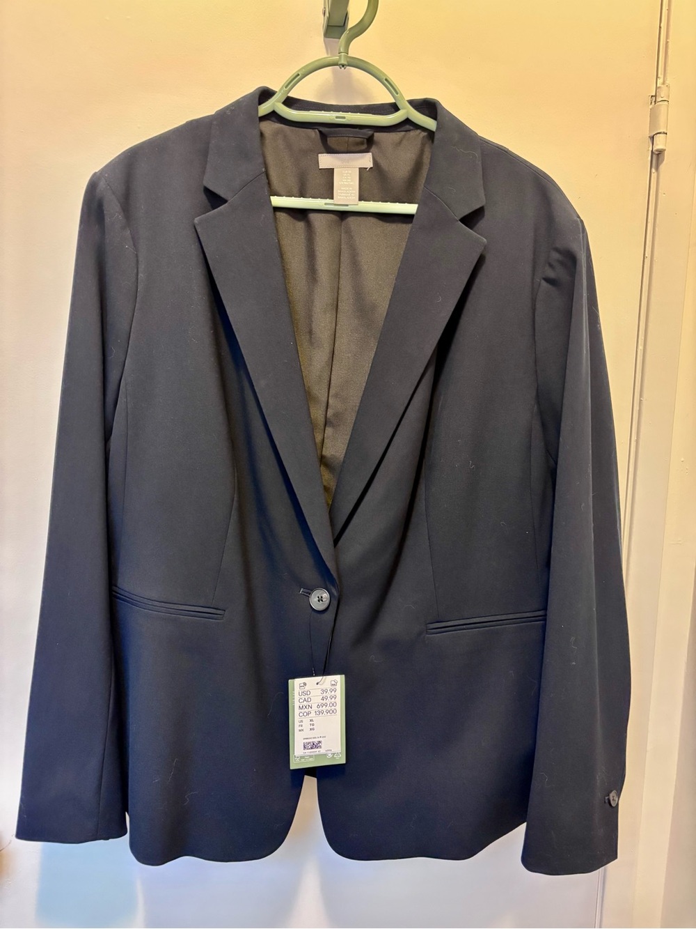 H&M Navy Single-Button Women's Blazer XL NWT